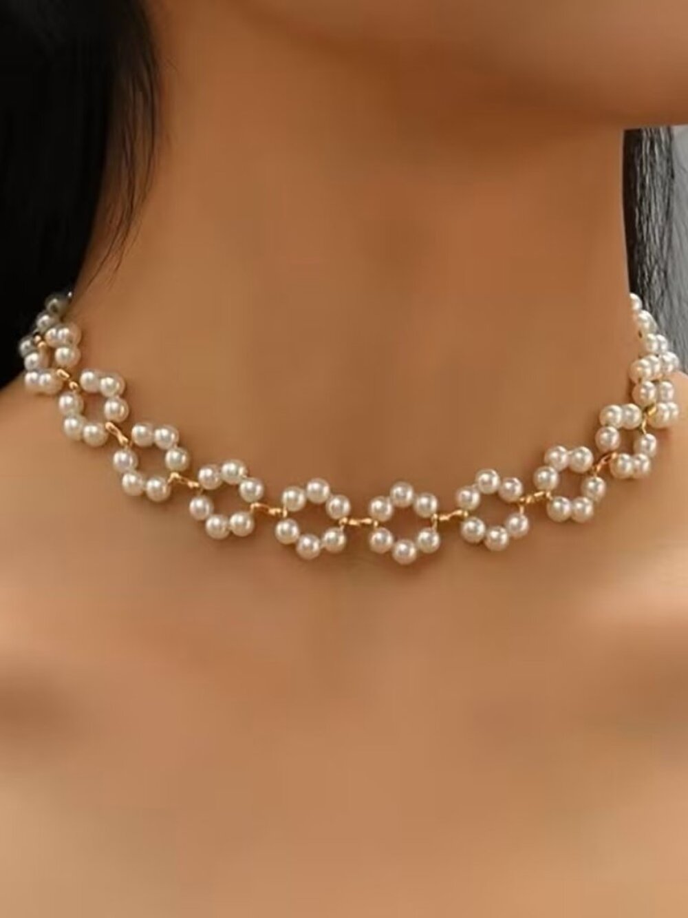 Womens Flower Choker Necklace Floral Beaded Bridal Wedding Jewelry Prom Gift